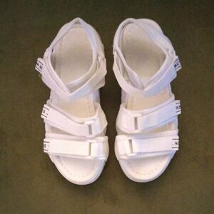 Women's White Adjustable Strap Sandals
